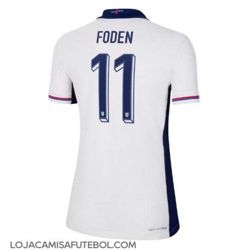 Camisa de Futebol Inglaterra Phil Foden #11 Equipamento Principal Mulheres Europeu 2024 Manga Curta